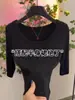 Nuevo Top de Otoño 2026 con Cuello en U y Mangas Medias para Mujer, Corte Ajustado, Adelgazante, Camiseta Versátil Estilo Coreano con Mangas Medias
