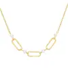 Collar Personalizado Grande de Clip de Papel Empalmado con Perlas de Imitación Accesorio de Moda Tendencia Regalo Navideño para Niñas
