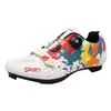 Zapatos de ciclismo sin cierre para bicicleta de montaña hombres y mujeres graffiti zapatos de carretera para ciclismo suela dura zapatos de ciclismo dinámicos zapatos de ciclismo