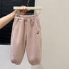 Calça Feminina Tendência Outono e Inverno Estilo Coreano Roupas Infantis Bebê Fleece Espessado Calça de Moletom para Exterior Infantil