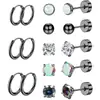 Pendientes Redondos de Alambre de Acero de Venta Caliente Transfronterizos Set de Pendientes de Circonita Pendientes con Galvanoplastia al Vacío Joyería para Piercings Venta al por Mayor