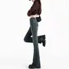 Jeans Retro Micro-lar Estilo Americano Feminino 2024 Novo Quente Outono e Inverno Cintura Alta Slim Slim Fit Calça Flare para Homens Baixos