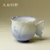 Taza Maestra Mariposa Niebla Morada Degradada Pintada a Mano, Taza de Té Personal Exquisita, Taza Individual para Juego de Té Kung Fu