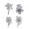 Broche Flor de Strass para Indústria Pesada Pinos de Zircônia de Alta Qualidade Acessório Elegante para Casaco Corsage Versátil e Moderno para Mulheres Transfronteiriço