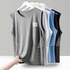 Chaleco sin mangas de cuello redondo para hombre Chaleco Seda de hielo Verano para correr Parte superior del cuerpo Chaleco para deportes sobre hielo Camiseta sin mangas de secado rápido
