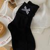 Calcetines de algodón nuevos de primavera y verano de viento puro con lazo de cuadros suave sin hueso, calcetines de rizo finos y transpirables para mujer al por mayor
