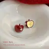 Ping Ping an An Aretes de Manzana Roja Glaseado Divertido Circonita Microincrustada Tachuelas Nicho Gama Alta Aretes de Año Nuevo