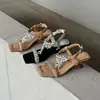 Sandalias de cuña con tira tejida de pedrería estilo francés de punta abierta para mujer 2026 Nuevos Zapatos Romanos de Comercio Exterior con Punta Cuadrada y Tacón Grueso Irregular
