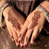 Novo Adesivo de Tatuagem de Henna Transfronteiriço Florais Totem Vermelho Escuro Costas da Mão Impermeável Adesivo de Tatuagem Feminino