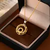 Plata de Ley S925 Tendencia Nacional Anillo Doble Hueco Base de Colgante Incrustada con Diamantes Accesorios de Colgante para Joyería DIY Inserción de Piedras Preciosas Venta al por Mayor