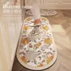 Tapete de Piso de Cocina Estilo Retro Floral Americano Transfronterizo de Tierra de Diatomeas, Absorbente de Agua, Antideslizante, Secado Rápido, Resistente a la Suciedad, Resistente al Desgaste