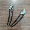 Novo estilo chinês queimado a frio pérola azul borboleta grampo de cabelo antigo high-end em forma de U gancho de cabelo Hanfu Cheongsam Hairpin Headwear