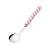 Colher multifuncional de pérolas coloridas altamente atraente com cabo, uma colher doméstica fofa para meninas, colher de sopa pequena, colher redonda, portátil