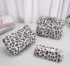 Bolso de Cosméticos de Pana con Estampado de Leopardo de Moda, Bolsa de Almacenamiento Portátil de Gran Capacidad, Neceser Portátil, Estuche para Lápices, Uso en Viajes y Hogar