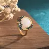 Nuevo Estilo Chino Chic Nacional Artesanía de Esmalte Frío Método Antiguo Imitación de Oro Anillo Hotan para Mujeres Anillo de Accesorios de Palacio de Estilo Antiguo Chino para Mujeres