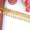 Guangzhou Nuevo Al por Mayor Premium Cadena de Perlas y Diamantes Accesorios para Ropa Componentes de Cadena de Circonita Cadena de Perlas Chapada en Oro con Pedrería
