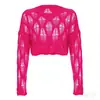 Moda Feminina Europeia e Americana Primavera 2026 Nova Roupa Feminina Estilo Ins Suéter Sexy Hot Girl Cropped Solto Tricô Vazado