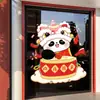 Celebración del Día Nacional Decoración de Ambiente Festivo Pegatina Electrostática para Puerta de Vidrio Ventana Diseño de Espacio Comercial Danza del León Panda Tambores