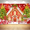 Fondo de Tela de Bastón de Caramelo Feliz Navidad Transfronterizo Escena Invernal de Nieve Fondo de Árbol de Navidad Decoración de Fiesta de Año Nuevo