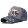 Gorra de béisbol retro blanca lavada con visera curva para hombre y mujer, con parche bordado, ajustable y visera para el sol.
