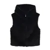 Moda Deportiva con Capucha y Efecto Piel Sintética para Mujer, Chaqueta Chaleco Transfronteriza Europea y Americana, Nueva Colección Otoño e Invierno 2025 para Abrigo