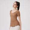 Verano Ligero Transpirable Yoga Manga Corta Mujer Cuello en V Ajustado Deportivo Casual Fitness Top Suelto Moda Camiseta de Yoga