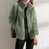 Casaco de inverno feminino, espessado com fleece, fleece de coral dupla face, gola alta, moletom quente, cardigã estiloso, blusa de fleece com zíper