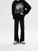 Jeans Masculino Americano High Street Primavera e Outono Piquet Bonito Tendência Retro Marca Draping Perna Reta Calça Longa Perna Larga Calça Cargo
