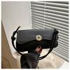 Bolso de Hombro para Mujer 2024 Verano Nueva Moda Simple Hebilla de Bloqueo de Flor Redonda Bolso de Hombro Casual Combinable Bolso de Cadena Bolso Cuadrado Pequeño