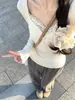 Camiseta con Adorno de Encaje Estilo Deseo Puro para Mujer Principios de Primavera Falso Dos Piezas Base Floral BM Ropa Interior Superior Otoño Invierno Mujer