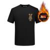 Estação Europeia camiseta masculina com forro de fleece manga curta urso com strass gola redonda roupas de algodão marca da moda moda simples e moderna personalidade
