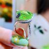 Joyería del librito rojo con anillo de diamante verde de turmalina de gran quilate el juramento de amor estilo Europa y Estados Unidos anillo de apertura de tesoro de color