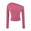 Conjunto de Dos Piezas Sexy de Otoño para Mujer, Asimétrico, Hombros Descubiertos, Manga Larga, Corte Ajustado, que Revela la Cintura
