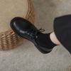 Mocasines Suaves de Piel de Vaca para Mujer 2026 Otoño e Invierno Nuevo Estilo Negros Versátiles Planos con Suelas Planas y Cordones Estilo Británico