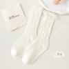 Calcetines de media pantorrilla para niña de primavera y otoño, calcetines largos con lazo de encaje, calcetines de algodón versátiles y elegantes de princesa, venta al por mayor