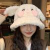 Sombrero 2024 Nuevo Estilo Coreano para Mujer Otoño e Invierno Color Sólido Felpa Binaural Sombrero de Felpa para Cara Pequeña Cálido Combinable Sombrero Tipo Cubo
