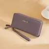 Monedero de Mano para Mujer de Dos Capas Largo Simple de Gran Capacidad Doble Cremallera Doble Capa Bolso de Mano Bolso para Madre para Teléfono Móvil