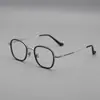 48 Montura de Gafas Retro Ovalada de Carey Ultraligera de Titanio Puro para Miopía para Hombres y Mujeres, Se Puede Personalizar con Graduación, Montura Moderna y Única