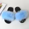 Chinelos de Pele de Raposa Roupa Feminina Verão Popular na Internet Sandálias de Pelo Baixas Macias Ins Chinelos com Solado Macio Moda Europeia e Americana