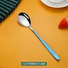 Acero inoxidable 410 grueso y delgado estilo coreano cuchara tenedor mango pintado en spray cuchara de postre cuchara para comer cubiertos cuchara tenedor para el hogar