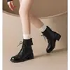 Botas Martin de Suela Gruesa Nuevas Invierno 2026 Zapatos de Mujer Botas de Algodón que Aumentan la Altura Estilo Británico Versátil Cremallera Trasera Antideslizantes Botas Cortas con Felpa