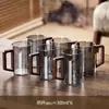 Vaso de Vidrio de Alta Calidad y Gran Capacidad con Asa, Hecho de Vidrio de Ácido Clorhídrico de Alto Borosilicato con Asa de Madera de Nogal, Adecuado para Regalos Empresariales