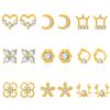 Brincos de flor oca nova transfronteiriça brincos de pétala vintage moda nicho design diamante lua brincos de amor