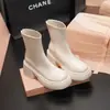 Nuevas Botas Blancas Cortas para Mujer 2026, Suela Gruesa de Plataforma, que Aumentan la Altura, Botas Elásticas Ajustadas, Botas de Moda Adelgazantes
