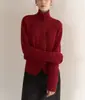Cardigan de Tricô Janasn Maillard Lã Feito à Mão com Botões Gola Alta Levemente Solto para Mulheres Off-White