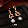 Pendientes de Borla de Perla con Herradura de Circonita Plateada Clavos de Oreja Exagerados Retro de Gama Alta Accesorios para Orejas de Nicho Lujo Ligero Venta al por Mayor Mujeres