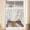 Cortina de Café Blanca Francesa Clásica Fresca de Tres Flores Cortina Parasol Encaje Ventana Abuhardillada Cortina Corta Divisor de Entrada Cortina Decorativa