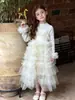 Conjunto de vestido de princesa y falda de tul para niños, nueva colección de otoño, vestido largo sin mangas para niñas, blusa interior de encaje para niñas, comercio electrónico transfronterizo