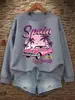 Sudadera Rosa Española Journey Enjoy Your Life Estampada para Mujer Casual Y2K Pulóver Ajuste Holgado