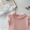 INS Verano Bebé Hueco Amor Borde Oreja Sin Mangas Camiseta Base para Bebé Niña Simple Puño Denso Top